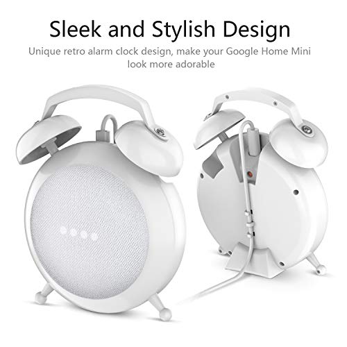 Buy now Google Home Mini Stand Holder, Retro Alarm Clock Stand Mount Base Protective Case Compatible with Google Home Mini and Nest Mini (White) at indiglob india