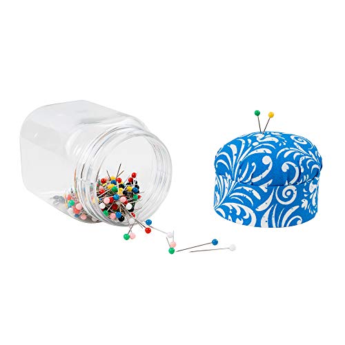 Buy now Singer 47040 1-Inch Ball Head Jar with Pin Cushion Lid, Multicolor at indiglob india
