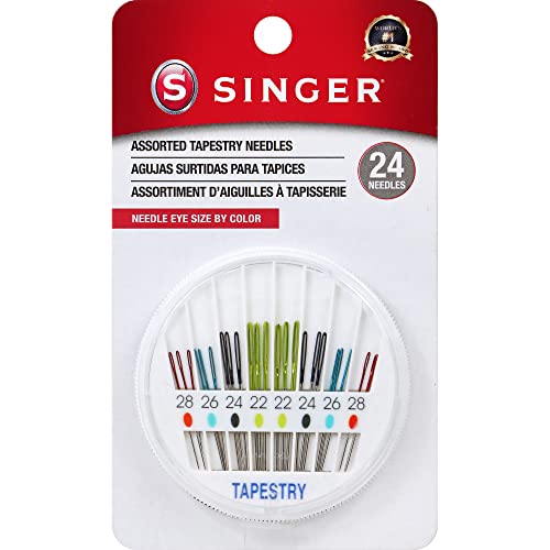 Buy now SINGER Tapestry Needles in Dial Compact, Assorted Sized Sewing Needles, Sizes 22, 24, 26, 28, Set of 24 at indiglob india
