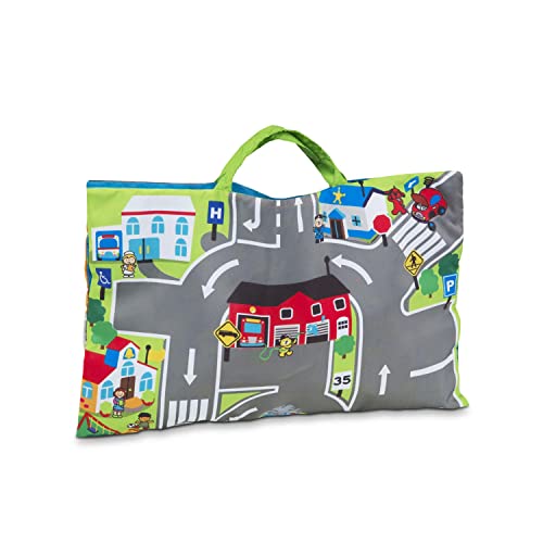 Buy now Melissa & Doug Take-Along Town Play Mat (19.25 x 14.25 inches) with 9 Soft Vehicles at indiglob india