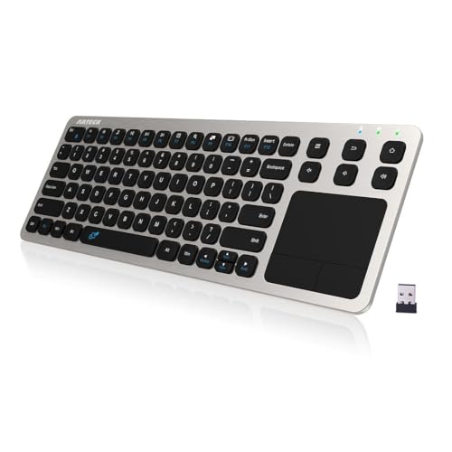 Buy now Arteck 2.4G Wireless Touch TV Keyboard with Easy Media Control and Built-in Touchpad Mouse Solid Stainless Ultra Compact Full Size Keyboard -Connected Computer, Smart TV, HTPC at indiglob india