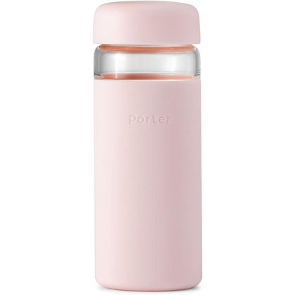 W&P Porter Glass Water Bottle w/ Protective Silicone Sleeve | Charcoal 20 Ounces | On-the-Go | Reusable Bottle for Coffee, Tea and Water | Portable | Dishwasher Safe