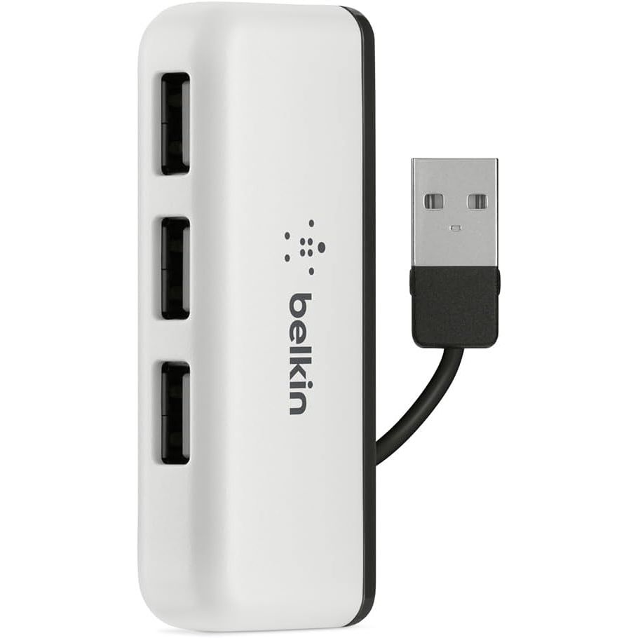 Belkin Travel 4-Port USB 2.0 Hub with Built-In Cable Management (White)