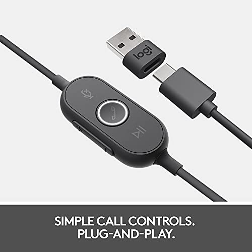Buy now Logitech Zone 750 Wired On-Ear Headset with Advanced Noise-canceling Microphone, Simple USB-C and Included USB-A Adapter, Plug-and-Play Compatibility for All Devices at indiglob india