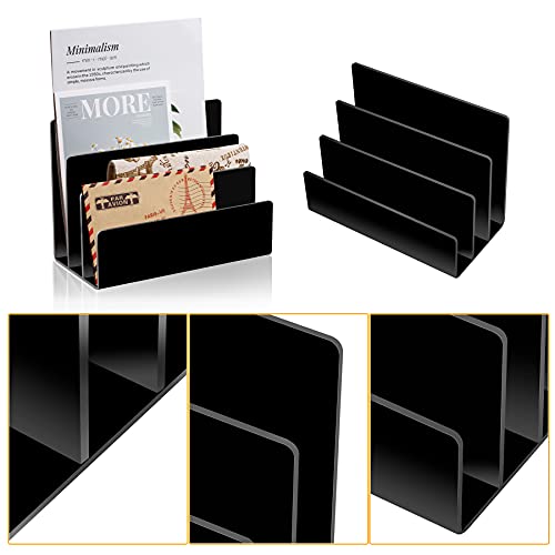 Buy now Acrylic Desktop File Sorter Thick Cast Holder for Document Paper Letter Book Envelope Laptop Office File Organizer Stand Rack on Office Desktop (Black) at indiglob india