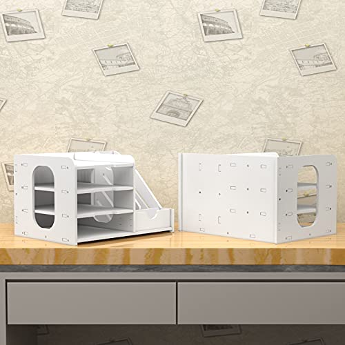 Buy now Classic 4+3 Desk Organizer, All in One Office Supplies Accessories Magazine Holder Frames File Divider Document Cabinet Rack Storage Organizer Box Features Total 7compartments for Office at indiglob india