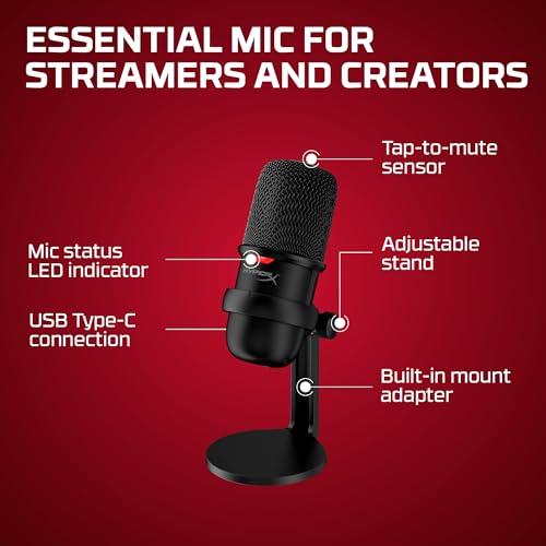Buy now HyperX SoloCast – USB Condenser Gaming Microphone, for PC, PS4, PS5 and Mac, Tap-to-Mute Sensor, Cardioid Polar Pattern, great for Streaming, Podcasts, Twitch, YouTube, Discord,Black at indiglob india