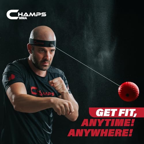 Buy now Champs MMA Boxing Reflex Ball Set with Punch Counter App | 4 Balls with Varying Weights, Headband & 4 Spare Strings to Improve Speed, Hand Eye Coordination Training | Boxing Equipment, MMA Gear Gift at indiglob india