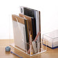 Buy now SANRUI Acrylic File Organizer with Pencil Holder Multi-Functional Clear Desk Accessories Organizer with 2 Slot Magazine Book Sorter Holder , 3 Compartments at indiglob india