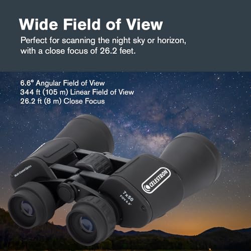 Buy now Celestron - Cometron 7x50 Astronomy Binoculars – Entry-Level for Stargazing and Comet Watching – Large 50mm Objective Lenses – Wide 6.6° Field of View – Multi-Coated Optics at indiglob india