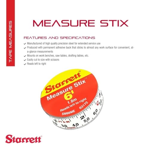 Buy now Starrett Tape Measure Stix with Adhesive Backing - Mount to Work Bench, Saw Table, Drafting Table - 3/4" x 2m/6', English Metric, Left-Right Reading - SM66ME at indiglob india