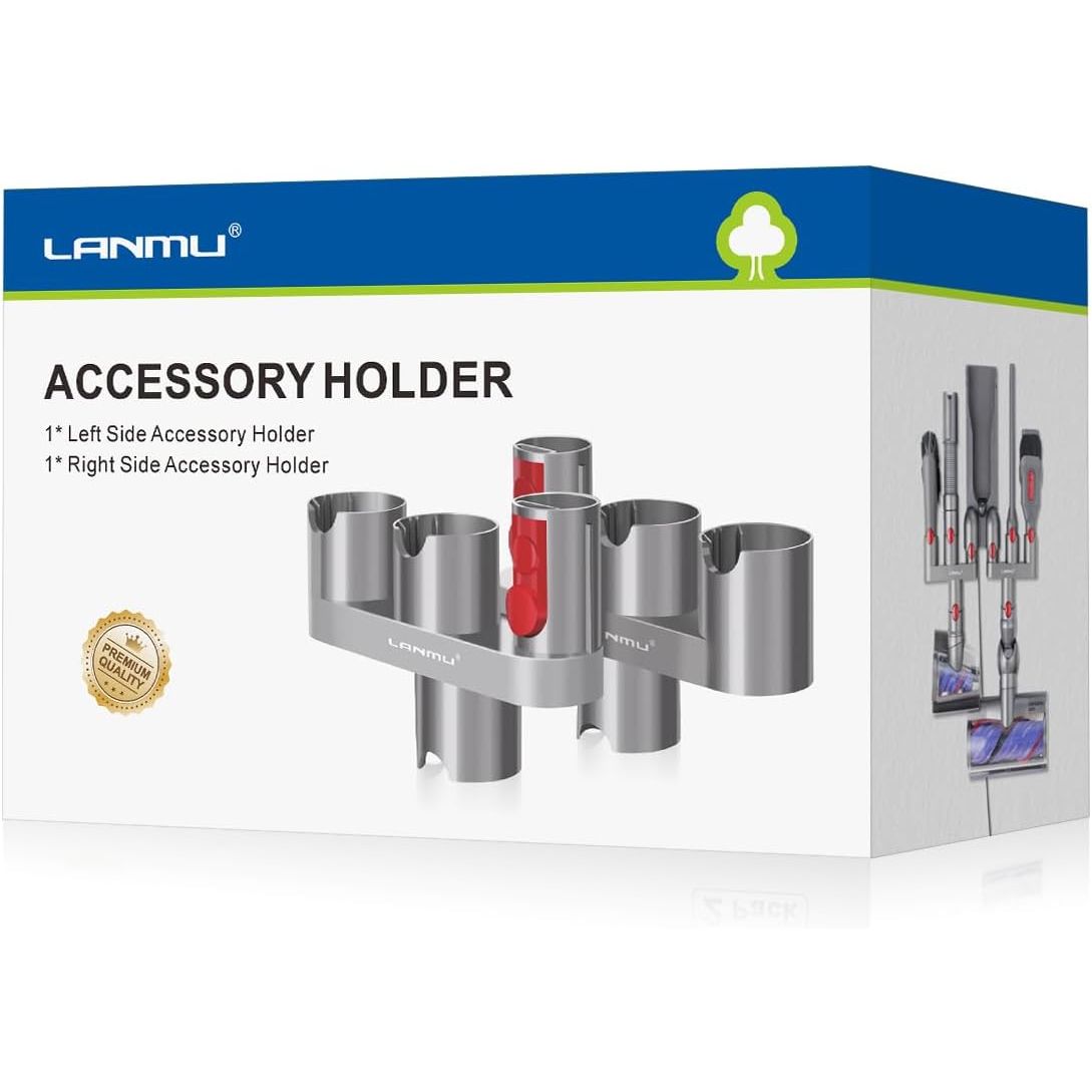 LANMU Accessory Holder Compatible with Dyson V15 V12 V11 V10 V8 V7 Outsize Gen5 G5 Cordless Stick Vacuum, No-Drilling Docking Station Attachments Organizer Accessories Storage Rack