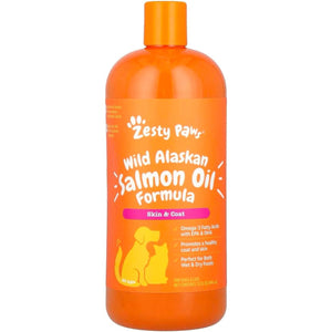 Zesty Paws Wild Alaskan Salmon Oil for Dogs & Cats - Omega 3 Skin & Coat Support - Natural EPA & DHA, Fatty Acids for Joint Function, Immune & Heart Health Liquid Food Supplement, 32 oz