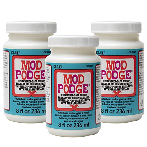 Buy now Mod Podge Dishwasher Safe Waterbased Sealer, Decoupage Glue with Gloss Finish, 8 fl oz (Pack of 3), Clear (CS15059A)- (Pack of 3) at indiglob india