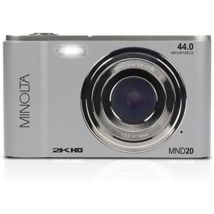 Minolta MND20 44MP Digital Camera – 2.7K Ultra HD Video, 16X Digital Zoom, Anti-Shake Stabilization, Time Lapse, Face Detection, 2.9-inch LCD Display – Lightweight Compact Camera (Silver)