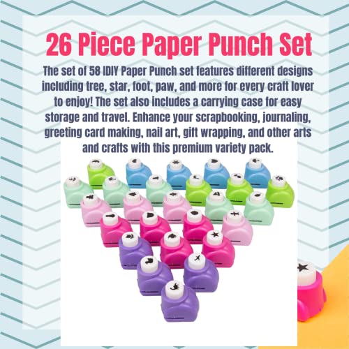 Buy now Scrapbook Paper Punch 26pc Mini Paper Hole Punchers w Case - All Different Crafting Designs Hole Punch for Greeting Cards, Scrapbooking, Arts & Crafts, Projects for Kid & Adults, Summer Camp, Gifts at indiglob india
