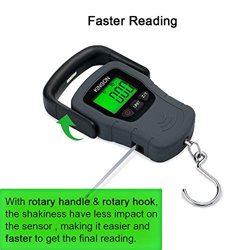 Buy now Digital Hanging Luggage Scale with Comfortable Handle and Large Hook, 110lb/50kg, Backlit Portable Scale for Travel Fishing with Tare/Hold Function, AAA Batteries Included, Grey at indiglob india