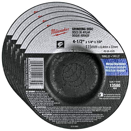Buy now Milwaukee 5 Pack - 4 1 2 Grinding Wheel For Grinders - Aggressive Grinding For Metal & Stainless Steel - 4-1/2" x 1/4 x 7/8-Inch | Depressed at indiglob india