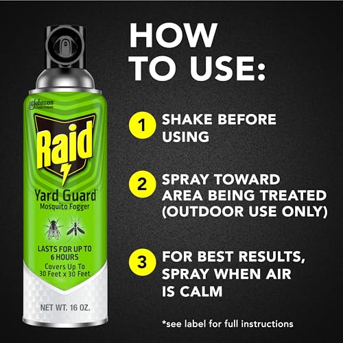 Buy now Raid Outdoor Yard Guard Mosquito Fogger, Area Insect Repellent, Kills On Contact, Control Mosquitoes up to 6 Hours, Covers up to 30 sq ft, Fast-Acting Yard and Garden Treatment, 16 oz at indiglob india