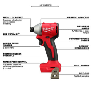 Buy now Milwaukee Electric - M18 Compact BRUSHLESS 1/4 INCH HEX 3-Speed Impact at indiglob india
