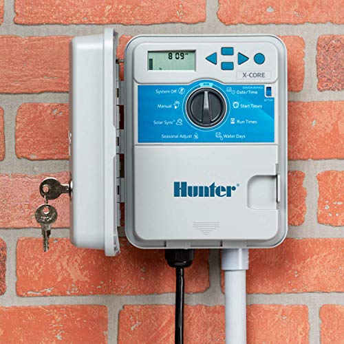 Buy now Hunter X-Core XC400 4 Zone Outdoor Sprinkler Controller, Weather-Resistant Irrigation Timer for Lawn and Garden, Easy Install, Automatic Watering System at indiglob india