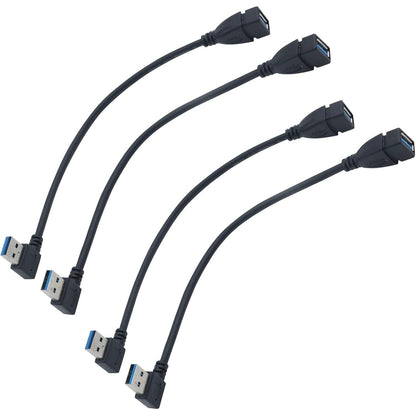Antrader USB 3.0 Right Angle 90 Degree UP & Down Extension Cable Male to Female Converter Data Adapter Cord 2 Pairs