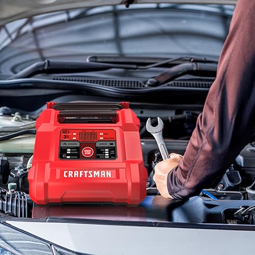 Buy now CRAFTSMAN 12A Car Battery Charger and Maintainer, 4-in-1 Solution, Battery Tester, for 6V/12V Power Sport, Automotive, and Marine Batteries, CMXCESM258 at indiglob india