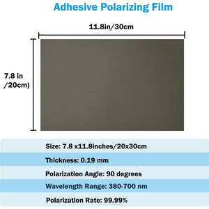 Polarized Film Sheets 2 PCS 7.8x11.8inches/20x30cm Adhesive Polarizer Linear Polarizing Filter for Screen Educational Physics