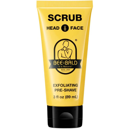 Bee Bald SCRUB Exfoliating Pre-Shave for Deep Cleans & Removing Pore Clogging Dirt, Oil & Dry Flaky Skin. Prepares You For a ‘Super Close Shave’, 3 Fl Oz