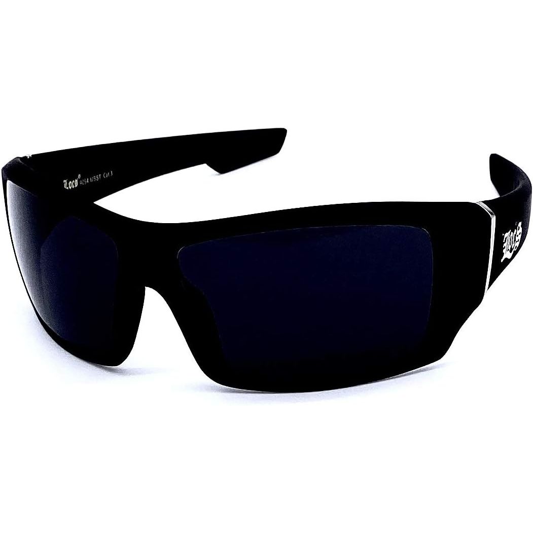 Buy now Locs Men's Rectangular Hardcore Wrap 63mm Sunglasses (Matte Black Rubberized Finished) at indiglob india