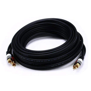 Monoprice 1.5ft Premium 2 RCA Plug/2 RCA Plug M/M 22AWG Cable - Black - (105346)