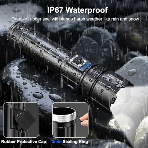 Buy now Flashlights High Lumens Rechargeable - 20000LM 30W Super Bright LED Flash Light | 5000ft Beam & 12H Long Lasting USB High Powered Handheld Police Flashlight for Home/Camping/Hiking/Emergency at indiglob india