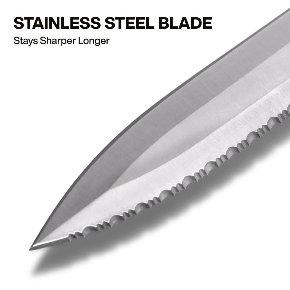 Buy now KLEIN TOOLS DK16 Double-Edged Duct Knife, Serrated Stainless Steel Blade, Designed for Duct Board and Insulation, Fixed Blade Knife with Sheath, 5-1/2-Inch at indiglob india