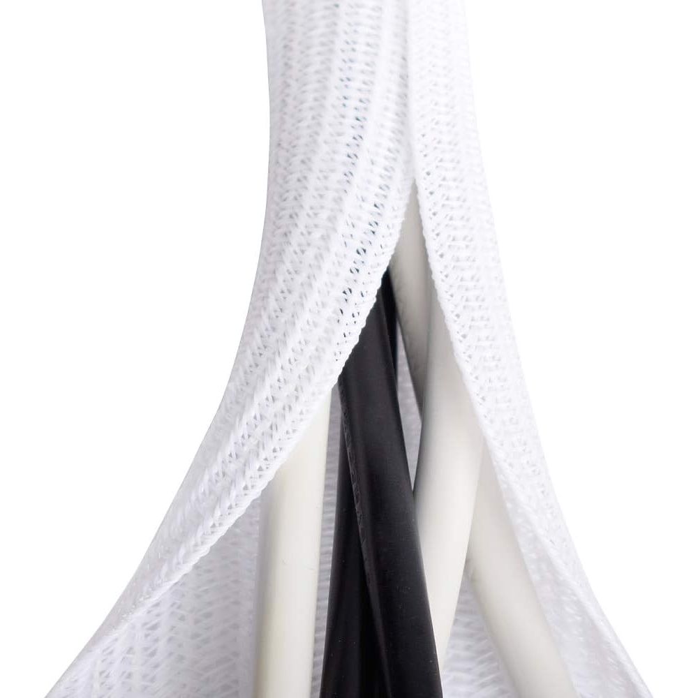 6.6ft - 4/5 inch White Cable Sleeve, Cable Organizer for Desk PC TV Computer, Wire Protector Cable Wrap Cover, Cord Management for Home Office