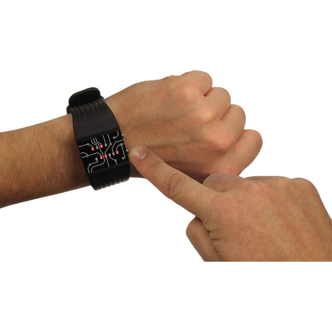Buy now getDigital Binary Wrist Watch for Professionals with LED Lights - A Black Digital Clock That depicts The time as Binary Code at indiglob india
