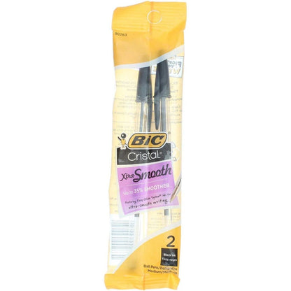 Bic Cristal Xtra Smooth Ballpoint Pens, Black Ink 2 ea