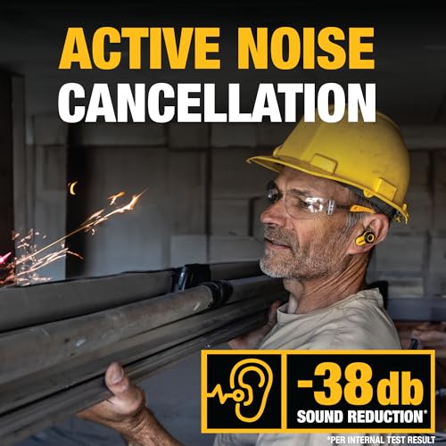 Buy now DEWALT Heavy Duty Bluetooth Jobsite Pro X2 ANC True Wireless Earbuds, Active Noise Cancelling Work Earbuds, Turn Dial Controls, 10Hr Runtime (40+ w/Case), 4 EQ Modes, IP54 at indiglob india