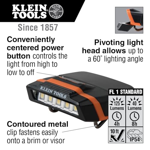 Buy now Klein Tools 56402 LED Light, Cap Visor Clip Light has Pivoting Head, 2xAAA Batteries, for Work, Running, Outdoor Hiking, Camping, Fishing at indiglob india