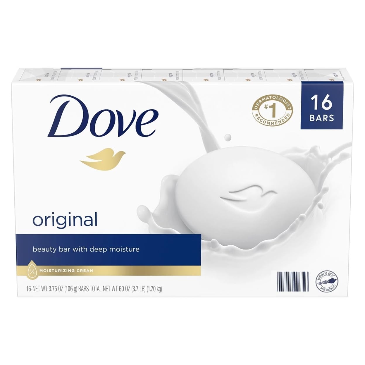 Buy now Dove Beauty Bar Soap Original 24 Count for Soft, Smooth Skin, with 1/4 Moisturizing Cream 3.75 oz 4 Ounce (Pack of 16) Original at indiglob india