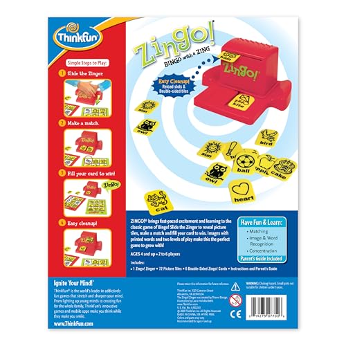 Buy now ThinkFun Zingo Bingo Award Winning Preschool Game for Pre-Readers and Early Readers Age 4 and Up - One of the Most Popular Board Games for Boys and Girls and their Parents (97700) at indiglob india