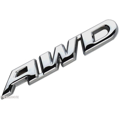 EmbRoom AWD Emblem, 3D Metal Tailgate Side Sticker Badge Replacement For 4x4 All Wheel Drive SUV Off Road (Chrome)