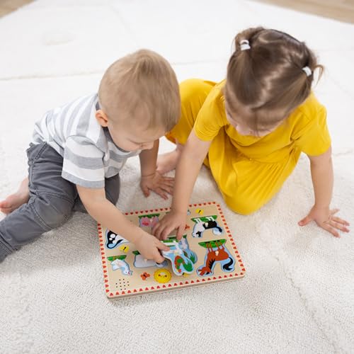 Buy now Melissa & Doug Wooden Light-Activated Sound Puzzle 2-Pack for Toddler and Preschool Boys and Girls ƒ?? Farm Animals, Vehicles at indiglob india