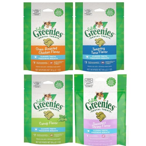 Buy now Greenies (4 Pack Feline Dental Cat Treat Variety Bundle 4 Flavors - 2.1oz Each Bag at indiglob india