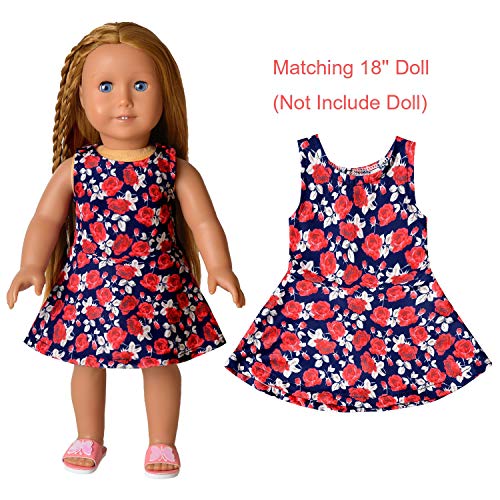 Buy now Girl & Doll Matching Dresses Floral Clothes Sleeveless Summer Swing Dress 3t 4t Navy Flower at indiglob india