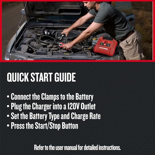 Buy now CRAFTSMAN 12A Car Battery Charger and Maintainer, 4-in-1 Solution, Battery Tester, for 6V/12V Power Sport, Automotive, and Marine Batteries, CMXCESM258 at indiglob india