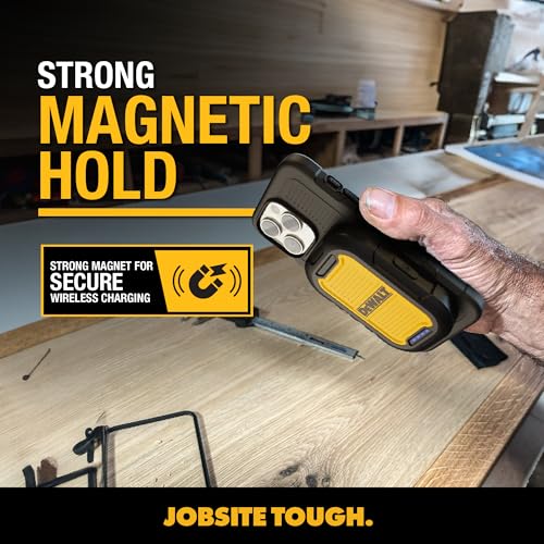 Buy now DEWALT Heavy Duty Magnetic Power Bank 5,000mAh, Rugged Wireless Portable Charger 18W Fast Charging Battery Pack, USB-C to C w/USB Adapter Cable 4' Water Resistant Works w/Magsafe iPhone 17/16/15/14 at indiglob india