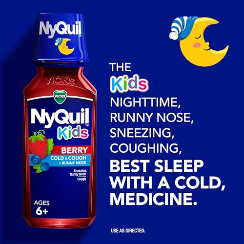 Buy now VICKS Kids DayQuil & NyQuil Berry Cold & Cough Medicine Co-Pack, Daytime & Nighttime Relief of Multiple Symptoms, Great-Tasting Berry Flavor, Free of Alcohol & Acetaminophen, for Ages 6+, 2x8oz at indiglob india