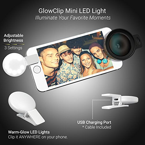 Buy now Pro Lens Kit for iPhone and Android, Macro and Wide Angle Lens with LED Light and Travel Case Black at indiglob india