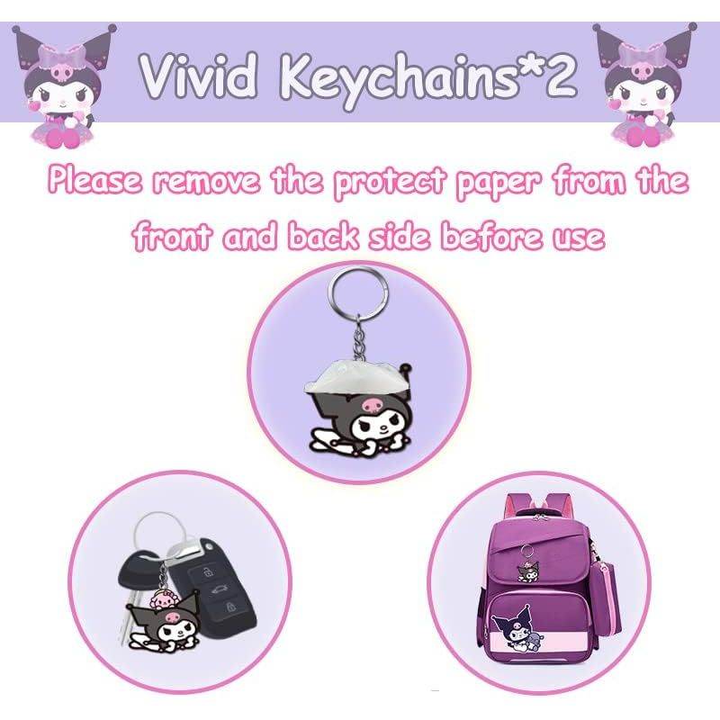 Cartoon Kawaii Set Including Bookmarks Pens Card Holders with Lanyard Sticky Note Ruler Stickers Button Badges Keychain - My Store