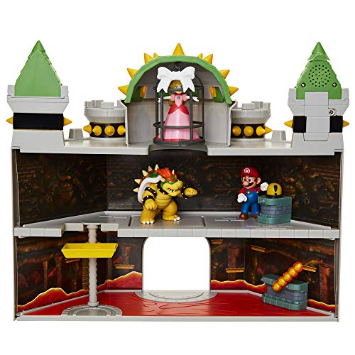 Buy now Super Mario Nintendo Deluxe Bowser's Castle Playset with 2.5" Exclusive Articulated Bowser Action Figure, Interactive Play Set with Authentic in-Game Sounds at indiglob india